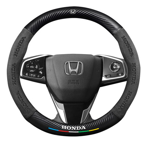 Funda De Volante Redonda De Fibra De Carbono Alcantara Honda