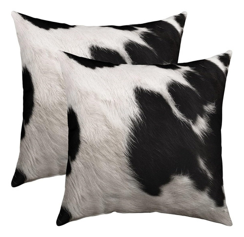 Fundas De Almohada De Piel De Vaca 20x20 Paquete De 2,fundas