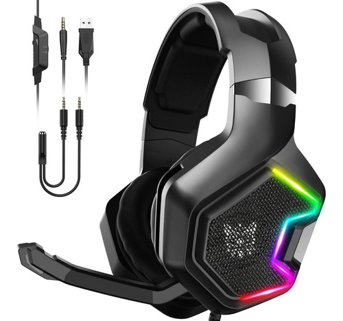 Auriculares Gamer Onikuma K10 Pro Negro Con Luz  Rgb 