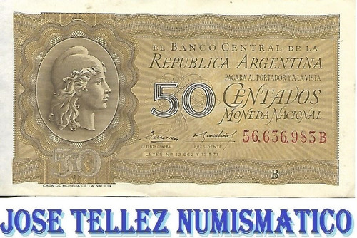 Bottero 1906 $50 Centavos Moneda Nacional Serie B- Mb Palerm