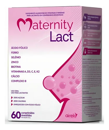 Maternity Lact 60cp Zero Açucar Suplemento Gravidas Lactantes