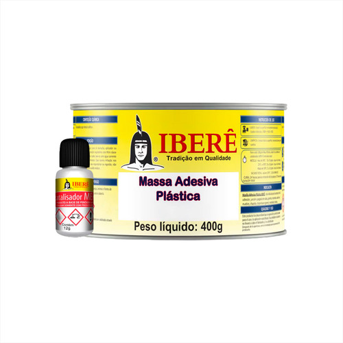 Massa Plástica Ibere Com Catalisador 400g Branca,cinza,preta
