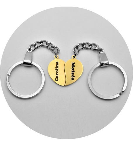 Imagen 2 de 5 de Llavero Corazón Parejas Grabado Personalizado 1097