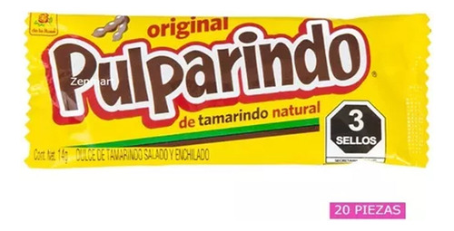 Dulce Original Pulparindo Tamarindo Natural Caja Con 20 Pzs.