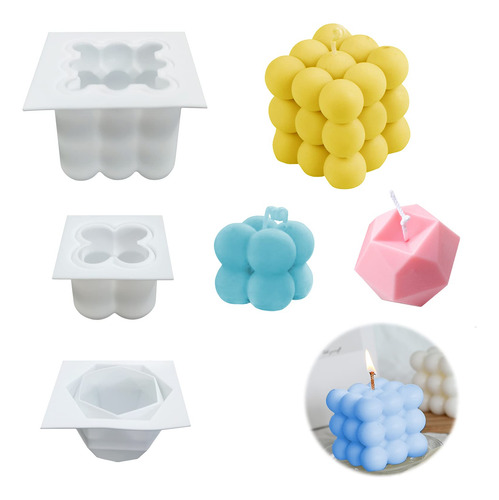 Paquete De 3 Moldes De Silicona For Velas