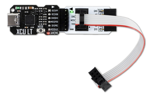 Programador PIC AVR modelo XCU LT MICROSIDE MICROCHIP con USB-C, modo convertidor Serial UART COM, puerto ICSP, incluye base ZIF con detección automática de microcontroladores y cable USB-C