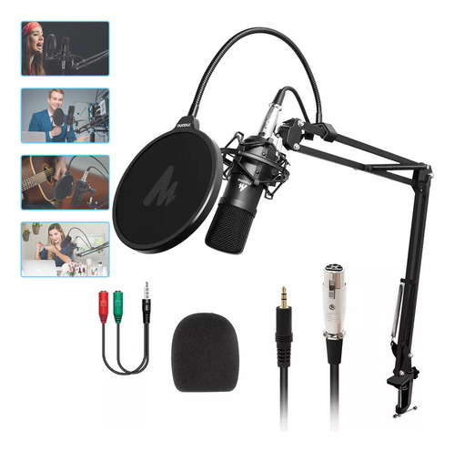 Microfono Podcast Condensador De 3.5mm Maono A03 Pc Celular