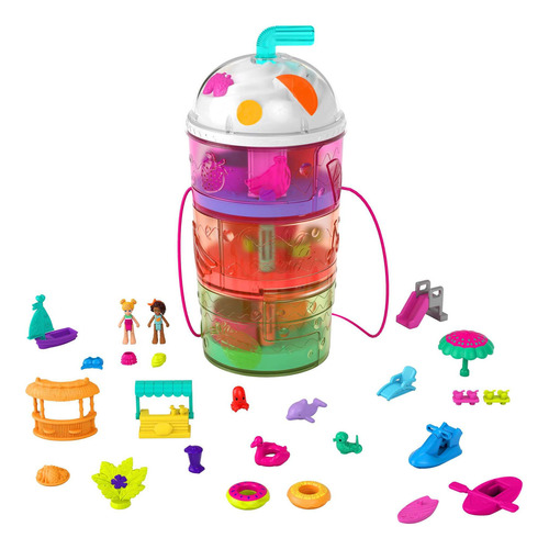 Polly Pocket Batido Mágico De Viaje Con Muñecas Micro Y 25 A