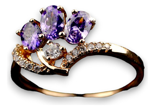 Anillos Compromiso Oro 18k Bugambilia Regalo Mujer Boda Dama