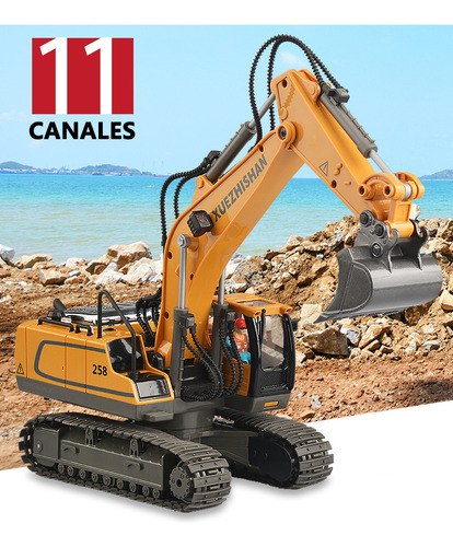 1:20 Excavadora Control Remoto Rc Juguete 11canal Aleación Color Naranja Claro