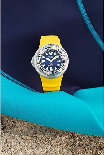 Reloj Citizen Eco Drive Promaster Dive Bj8058-06l Ecozilla Color Del Fondo Azul Color De La Correa Amarillo Color Del Bisel Plateado
