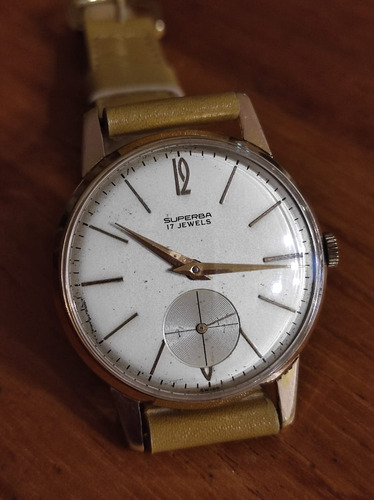 Reloj Superba 17 Jewels ( As1130 - 36mm ) Swiss Coleccion Mostaza Oro Tiza/beige (Usado)