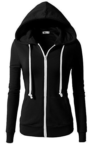 H2h Womens Active Regular Zip Up Manga Larga Con Capucha Cha