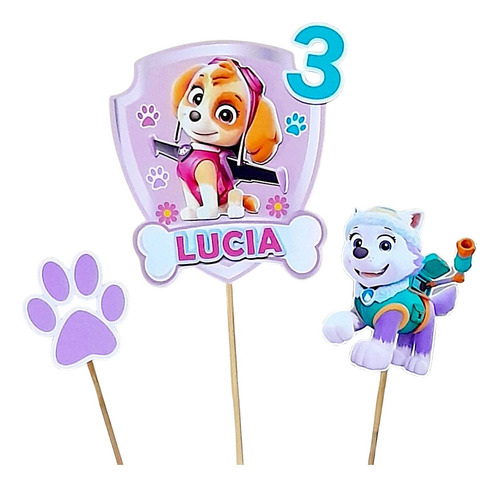 Adorno Torta Cake Topper Paw Patrol Nena / Patrulla Canina Rosa