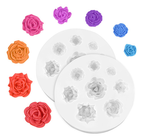 2pzs Moldes Silicona Flores Rosa Para Resina Velas Chocolate