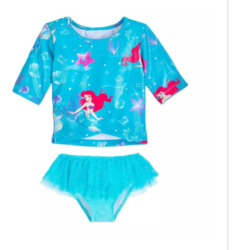 Traje De Baño Para Niñas Disney Ariel 2 Piezas Original 