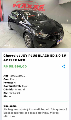 Chevrolet Onix 1.0 Joy Black Edition 5p