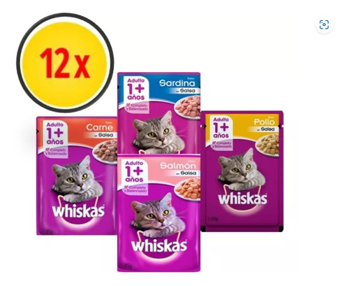 Whiskas Alimento Húmedo Para Gatos  12 Sobres 85gr