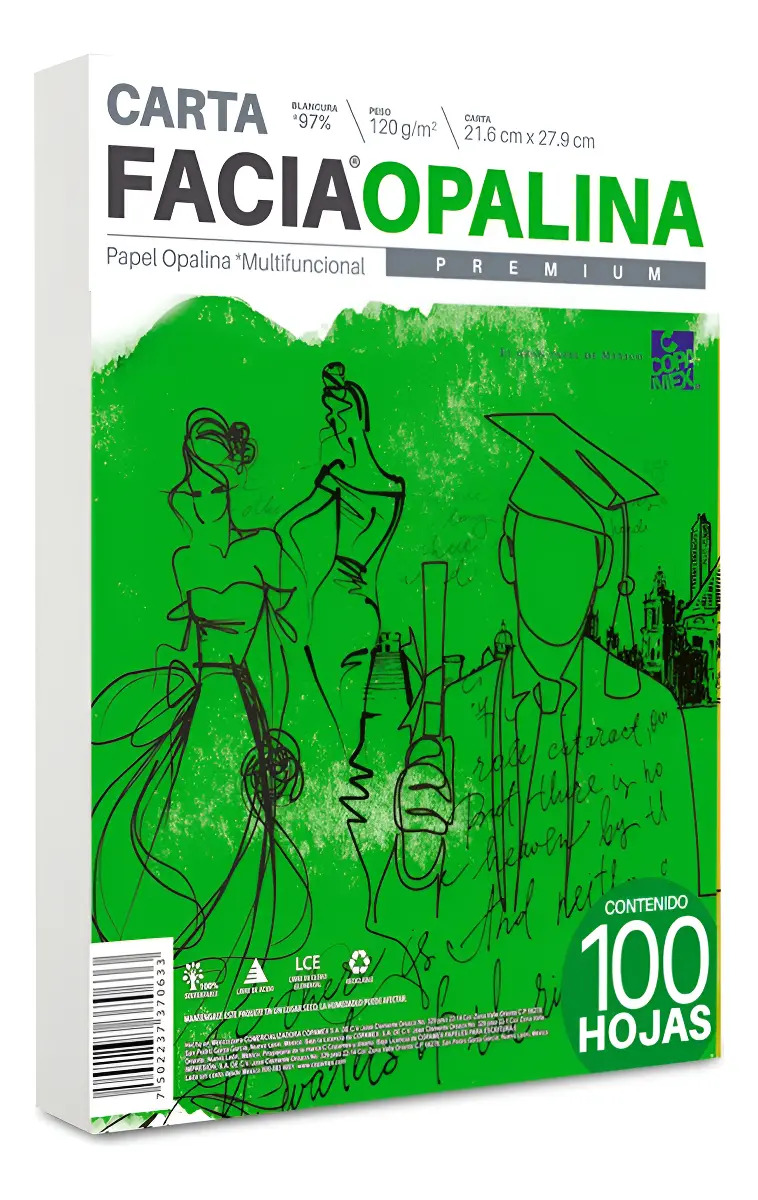 Papel Opalina Copamex 120g Tamaño Carta 100 Hojas Color Blanco