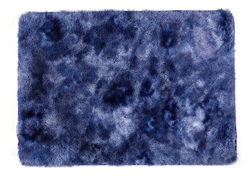 Tapete Para Sala Retangular Kazan Mescla Azul 1,40m X 1,00m Desenho Do Tecido Mesclado
