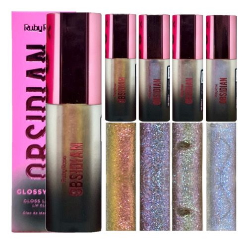 4 Gloss Glossy Lips Obsidian Hb7200 Ruby Rose Atacado