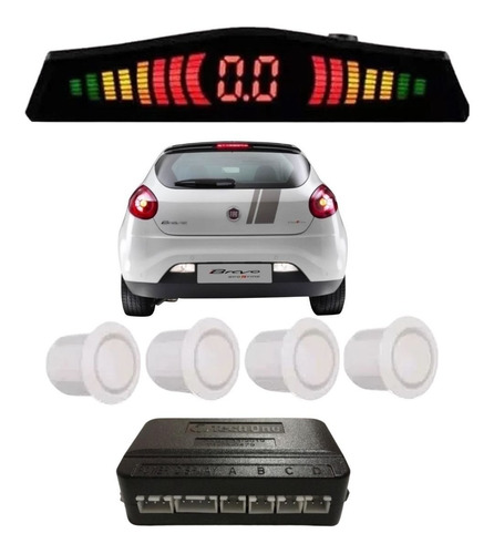 Sensor Estacionamento Branco Re Display Led Sonoro Bravo 