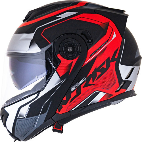 Capacete Articulado Norisk Ff345 Route Speedmax Red Fosco Cor Preto/Cinza/Vermelho Desenho Speed Max Tamanho do capacete 55-56 S/P