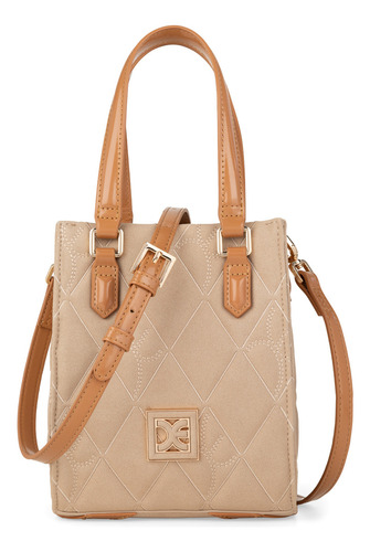 Bolsa Tote Cloe Janrami Chico Color Marrón Claro