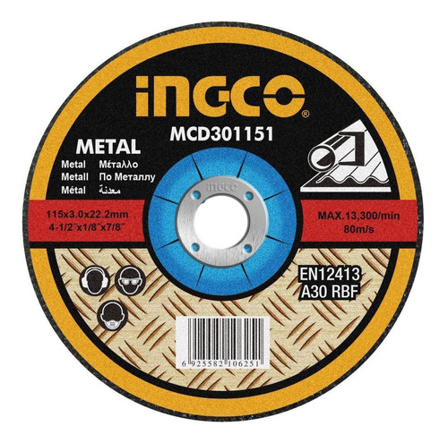 Disco Corte Metal 4½x3mm Ingco X7 Uni - Ynter Industrial