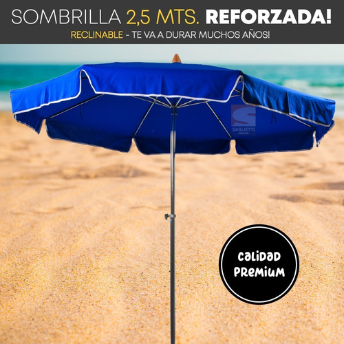 Imagen 4 de 8 de Sombrilla Super Reforzada 2,5 Metos Lona Aluminio Alumel