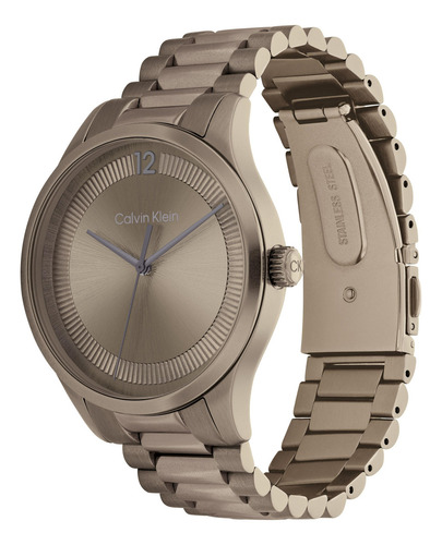 Reloj Calvin Klein Para Hombre 25200228 Color Café 40mm Correa Marrón Bisel Marrón Fondo Marrón