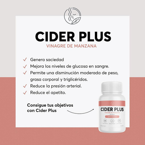 Capsulas Vinagre De Manzana Orgánico Con La Madre Cider Plus