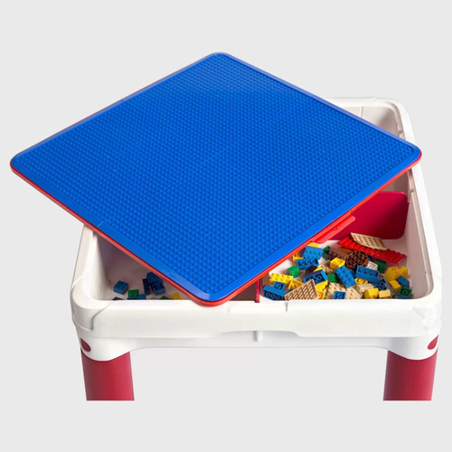 Juego de mesa y banco infantil Keter rojo y azul de Constru Kids