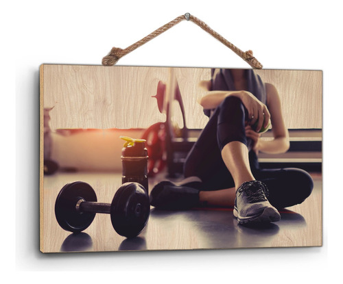 Cuadro De Madera Triplay Afiche Entrenamiento Gym 60x90cm