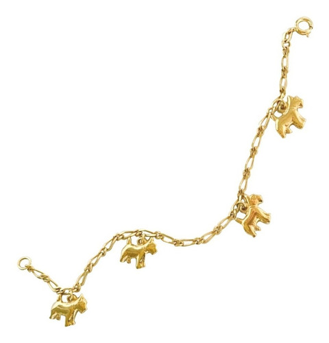 Pulsera Oro Amarillo Laminado 18k Con Dije Perrito Mujer