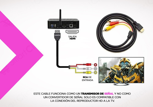 Imagen 6 de 10 de Cable Hdmi A 3 Rca Adaptador Video Macho Tv Led Analogico