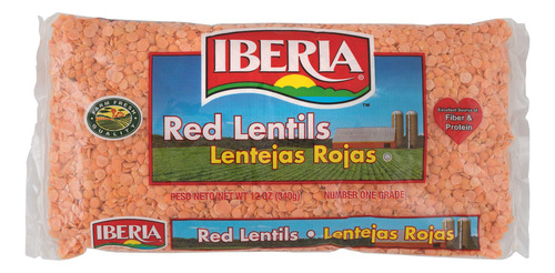 Iberia Frijoles De Lentejas Rojas, 12 Onzas