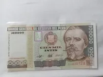 Comprar Billete De Perú 100000 Intis De 1988 Reposición