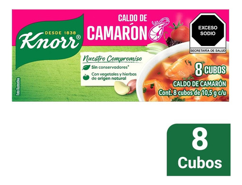 Caldo De Camarón Knorr 8 Cubos 10.5 G C/u