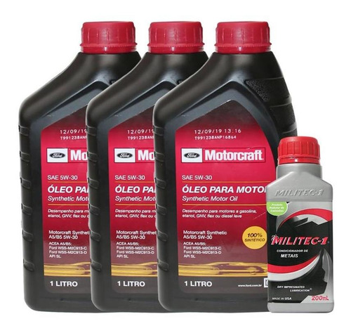 Kit 3 Litros Óleo Motorcraft 5w30 New Fiesta E Militec