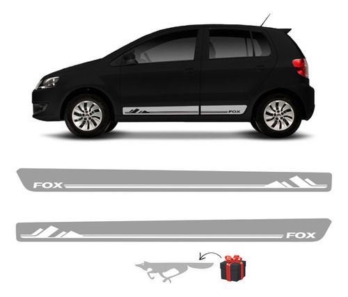 Faixa Fox 2012/ Adesivo Lateral Portas Preto, Prata E Cinza