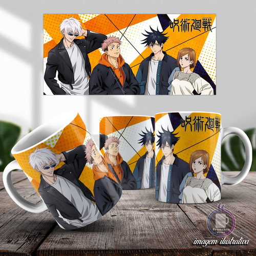 Caneca Jujutsu Kaisen Gojo Itadori Megumi Produto Geek Otaku Branco Jujutsu Kaisen