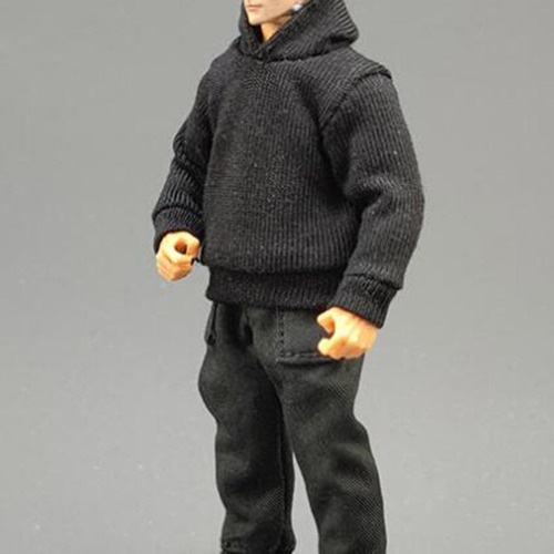 Sudadera Con Capucha A Escala 1/18, Ropa De Muñeca Negro