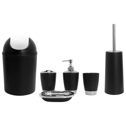  Set Para Baño Negro Crown Baccara Artur 6 Piezas 38501