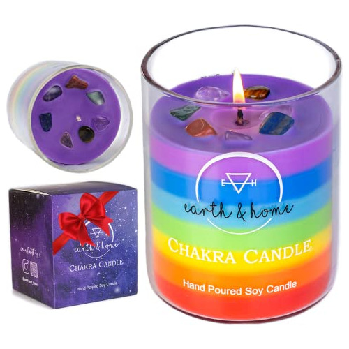 Vela Arcoíris - Velas De Chakra Con Cristales En El Interior