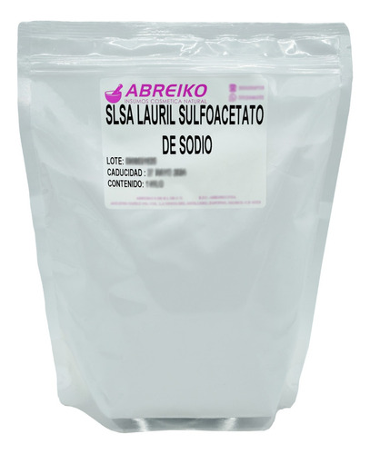  Slsa Lauril Sulfoacetato De Sodio 1 Kilo Tipo de envase BOLSA ZIPLOC RESELLABLE