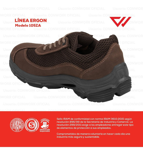 Imagen 7 de 10 de Calzado Conwork Ergon 105za Chocolate Doble Frontura Marron