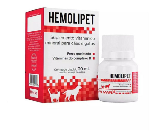 Suplemento Vitamínico Hemolipet P/ Cães E Gatos 30ml Avert