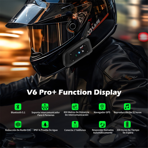 Intercomunicador Ejeas V6 Pro Bt Para Casco De Motocicleta