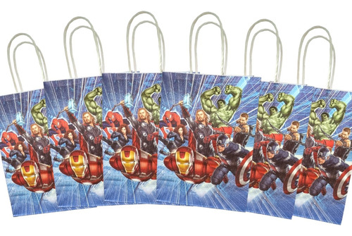 Bolsas Kraft Para Sorpresa Capitan America 6 Unidades